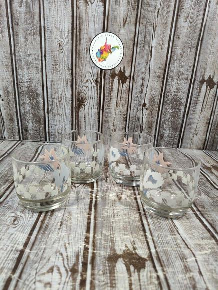 1989 Anchor Hocking Lowball Glasses Pastel Floral Juice Tumblers Set of 4 EUC - Picture 7 of 10